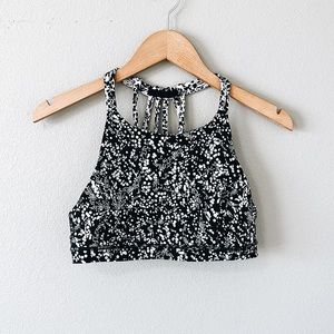 Lululemon Athletica Black/White Dotted High Neck Strappy Sports Bra Size 8